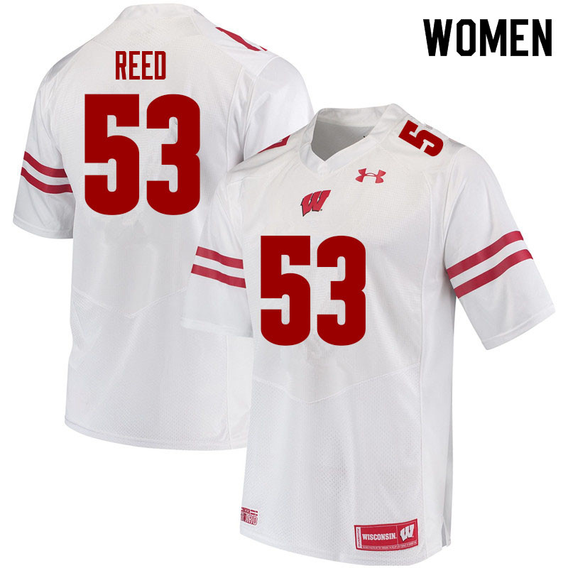 Women #53 Malik Reed Wisconsin Badgers College Football Jerseys Sale-White - Click Image to Close